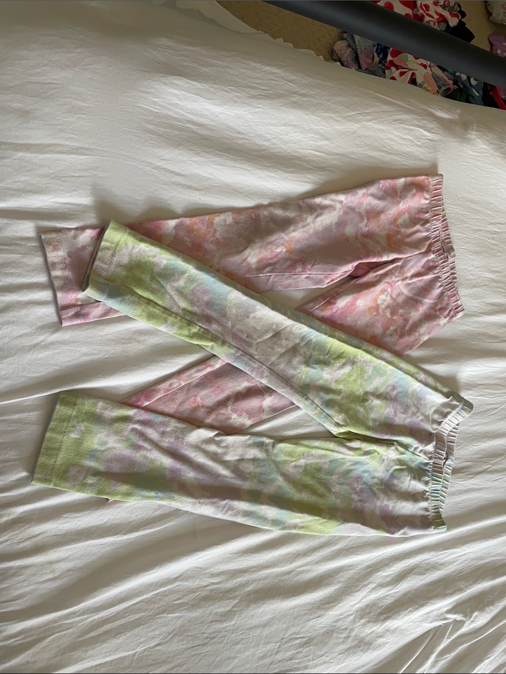 Kids Tie-Dye Leggings - Pastel Pink & Green